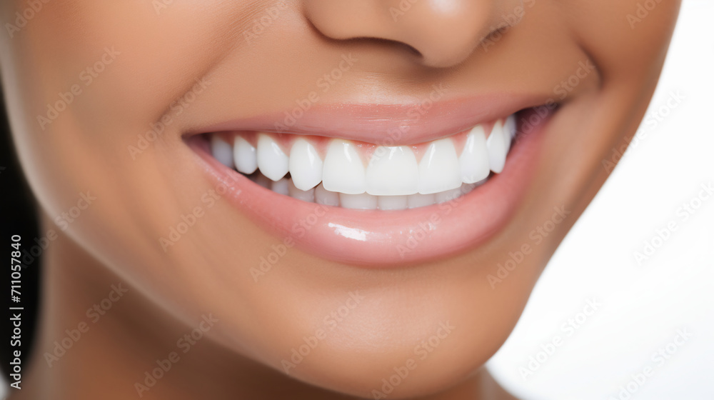 Obraz premium Close-Up of a Bright White Healthy Smile, Dental Care and Hygiene Concept