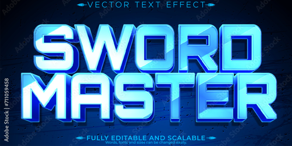 Obraz premium Editable text effect sword, 3d metallic and shiny font style