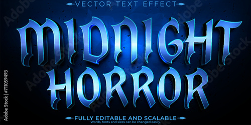 Midnight horror text effect, editable vintage and scary text style