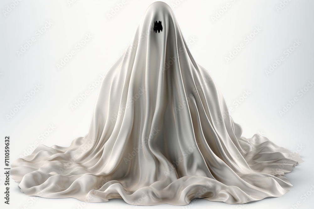Ghost with a black face and a white sheet Ghost with a black face and a white sheet