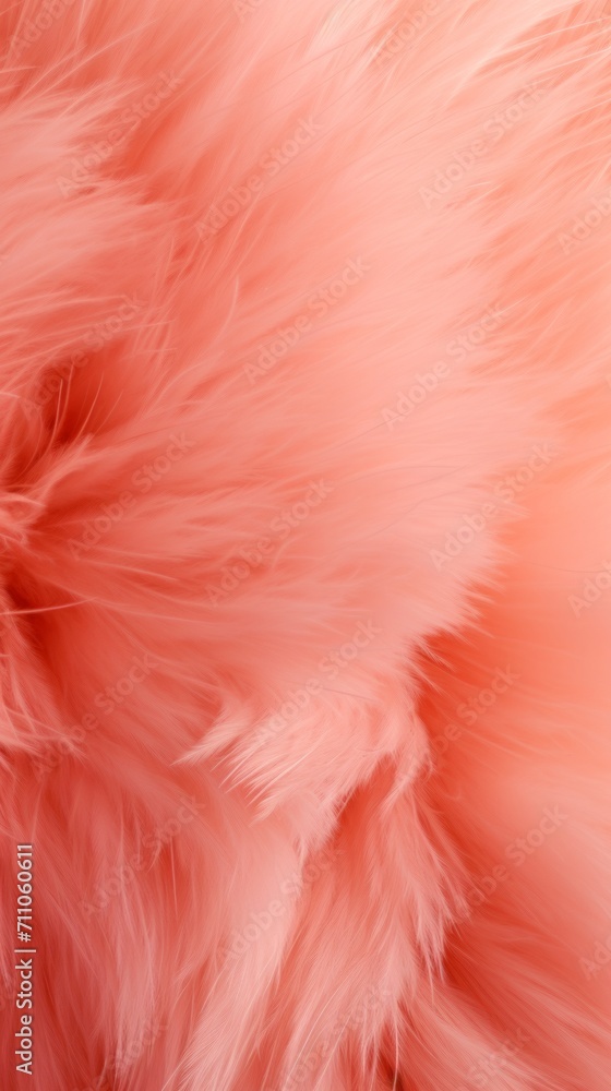 Trendy Peach soft feather texture. Background. Fashionable color. Concept of Softness, Comfort and Luxury. Perfect for a wallpaper, Fashion, Textile, Interior Design. Furry surface. Vertical format