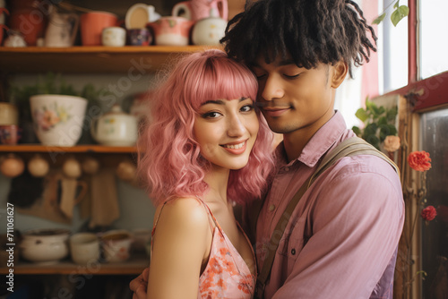 Young Couple Embracing in Cozy Home