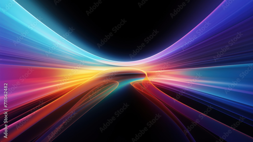 Abstract neon digital lines in dark space, glowing multicolored energy motion on black background. Cyberspace with fast light trails. Concept of tech, spectrum, color, data, Abstract neon digital lines in dark space, glowing multicolored energy motion on black background. Cyberspace with fast light trails. Concept of tech, spectrum, color, data,