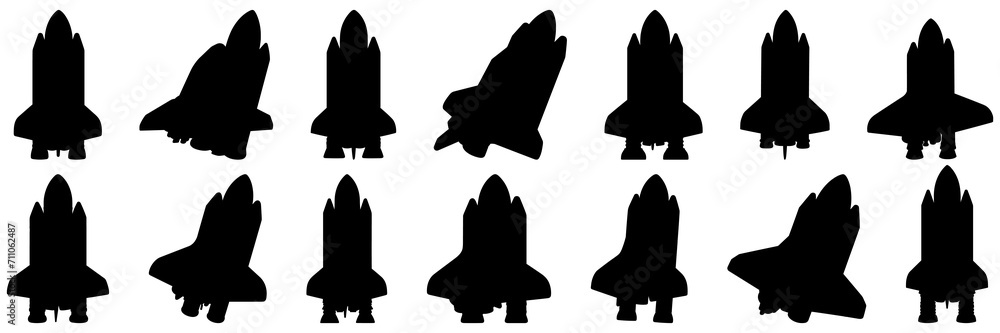 Rocket space silhouettes set, large pack of vector silhouette design, isolated white background Rocket space silhouettes set, large pack of vector silhouette design, isolated white background