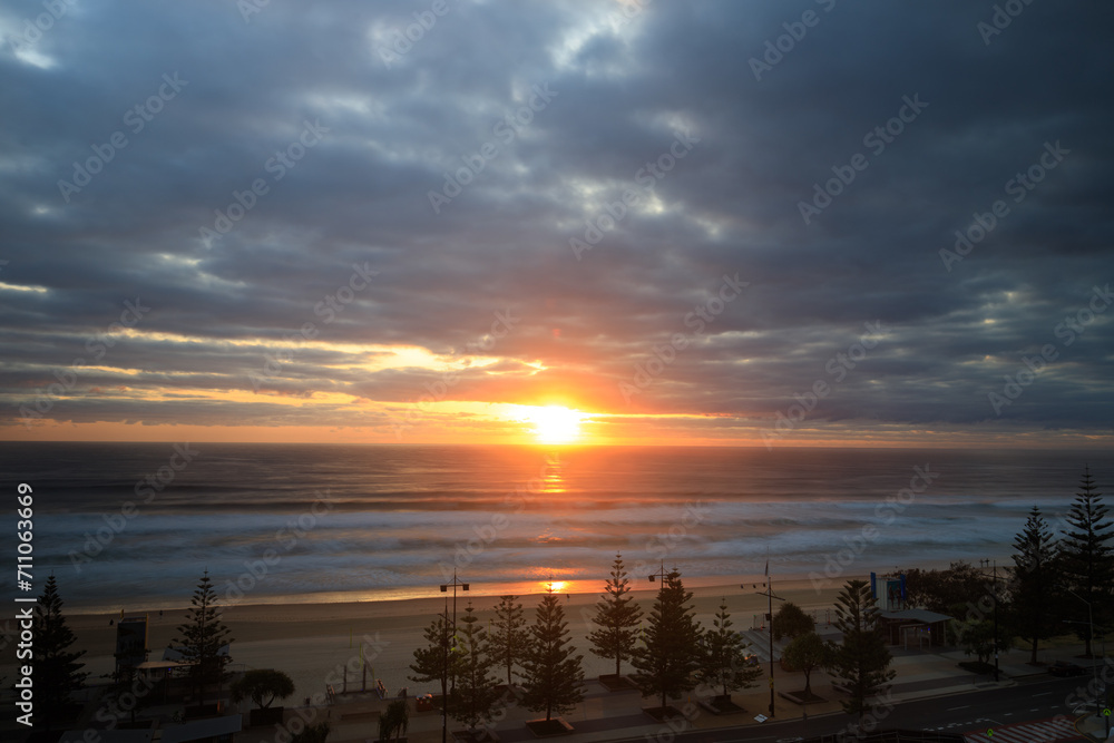 Golden Sunrise Over Gold Coast’s Serene Beaches