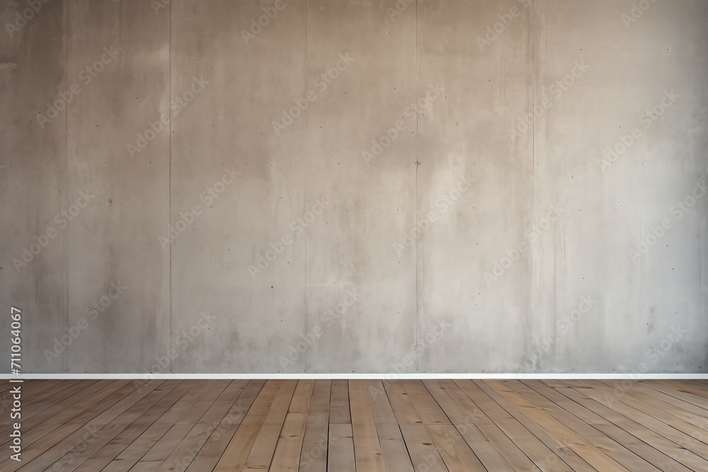 Empty room with wooden floor and concrete wall Empty room with wooden floor and concrete wall