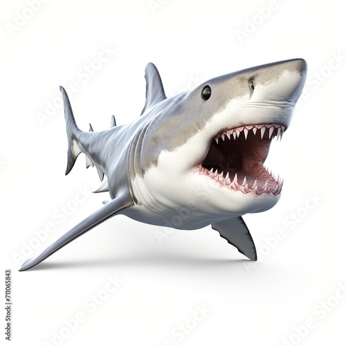 Great white shark with mouth wide open