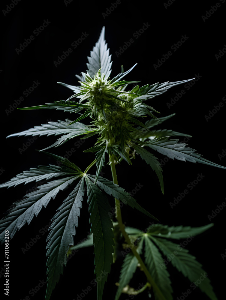 close up of cannabis plant on black background close up of cannabis plant on black background