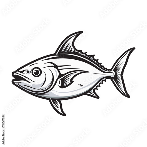 hand drawn art style tuna fish vector illustration