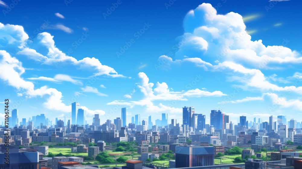 Anime style cityscape. Neural network AI generated art
