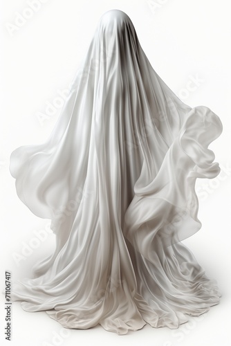 Ghost Figure Covered with White Silk Cloth