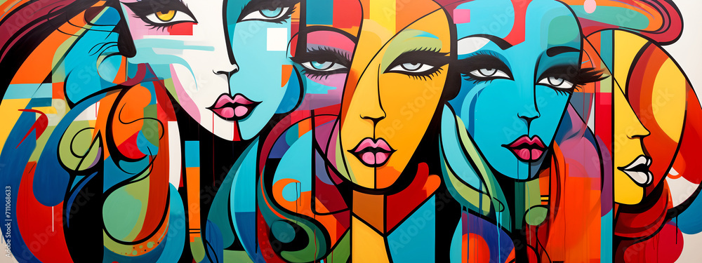 Graffiti Colorful Women - Cubism Graffiti Colorful Women - Cubism