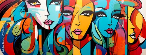Graffiti Colorful Women - Cubism 