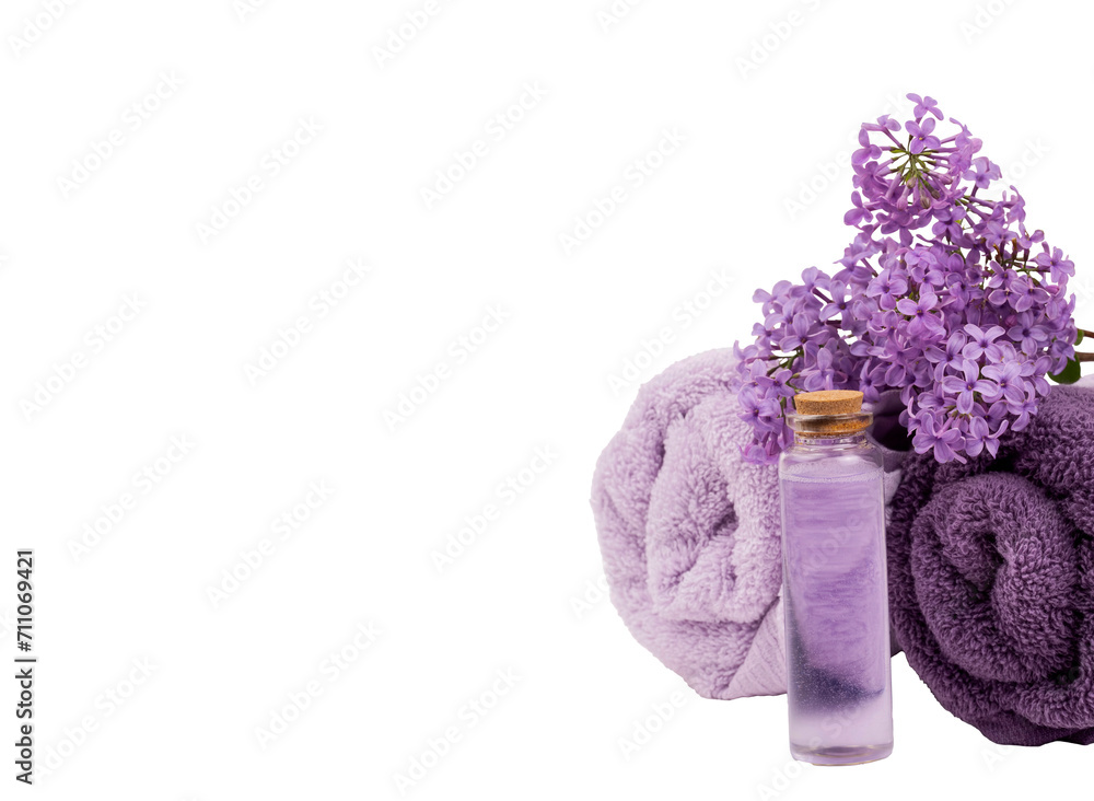 Essential oil in a beautiful bottle on the table Essential oil in a beautiful bottle on the table