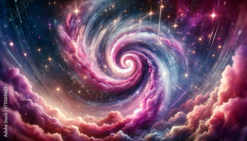 A wallpaper background of spiral galaxy in space astronomy