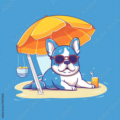French Bulldog Chilling on a Tropical Island © duyina1990