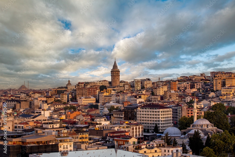 View of the Istanbul and Galata Tower. Istanbul, Turkey.