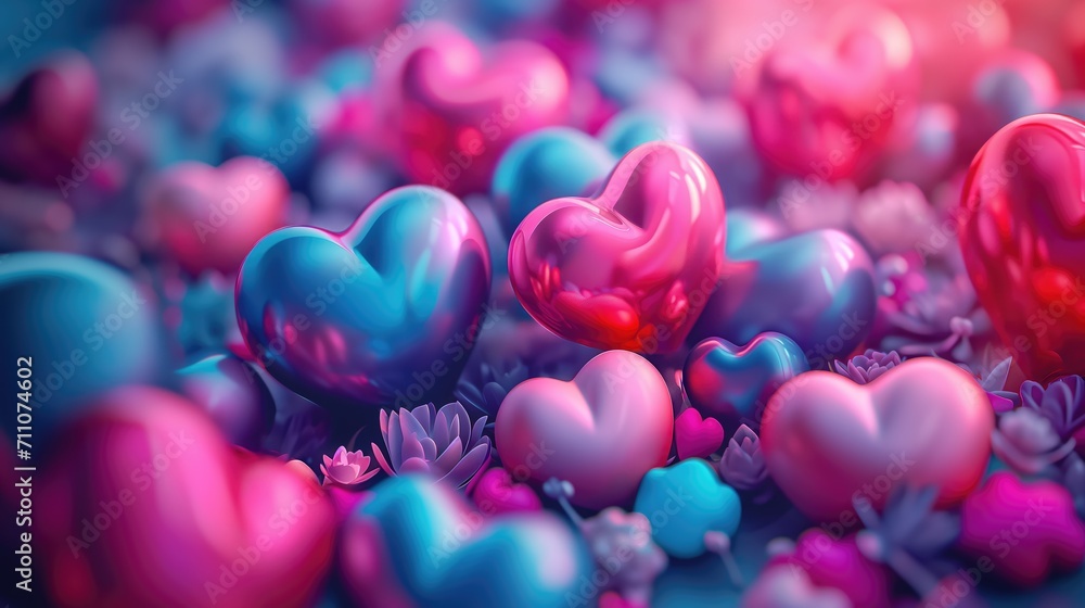 Obraz premium Valentine Background with hearts. 3D