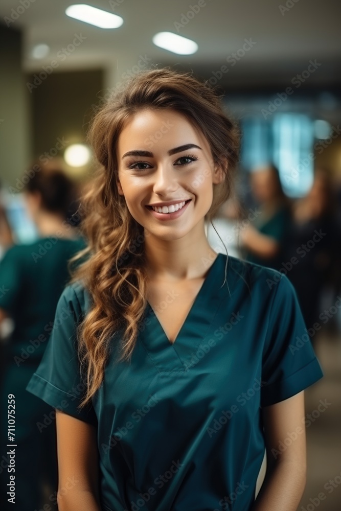 Portrait of a young female doctor smiling Portrait of a young female doctor smiling