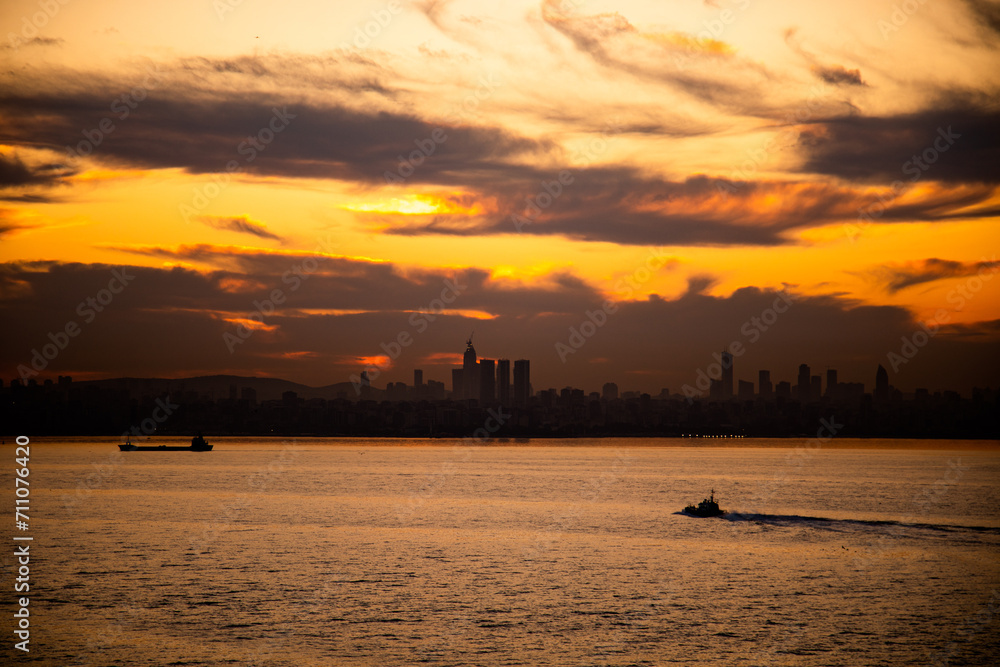 View of Istanbul Bosphorus on sunrise.