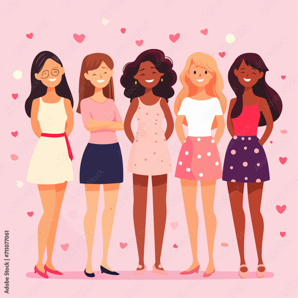 symbolism flat design vector illustration of women's differences and equality International Women's Day 08 march symbolism flat design vector illustration of women's differences and equality International Women's Day 08 march
