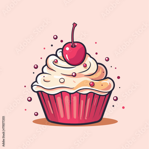 mascot cupcake logo vector illustration isolated with sweet color background for logo shop