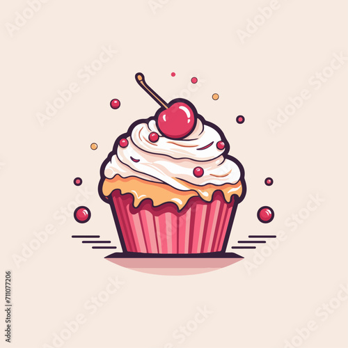 food mascot cupcake logo vector illustration isolated with sweet color background for logo shop