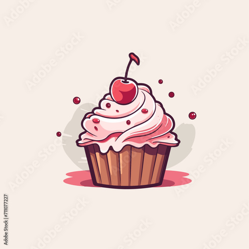 Wallpaper Mural cartoon cupcake logo vector design illustration isolated with sweet color background for logo shop Torontodigital.ca