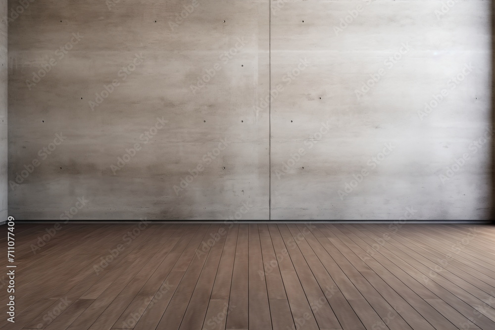 Empty room with concrete wall and wooden floor Empty room with concrete wall and wooden floor