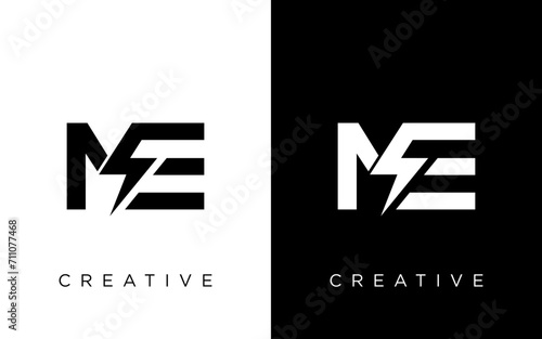 Letter ME logo combined with lightning icon shape