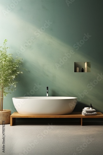 Freestanding bathtub in a modern bathroom