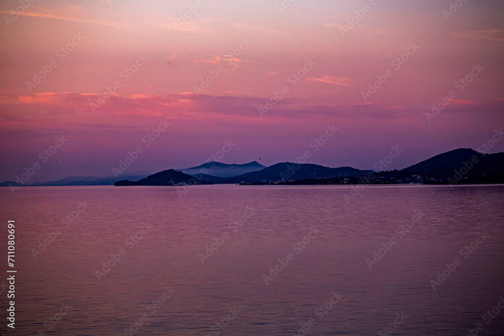 Sunrise over city Rijeka in Croatia