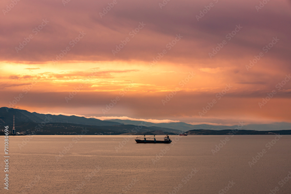 Sunrise over city Rijeka in Croatia