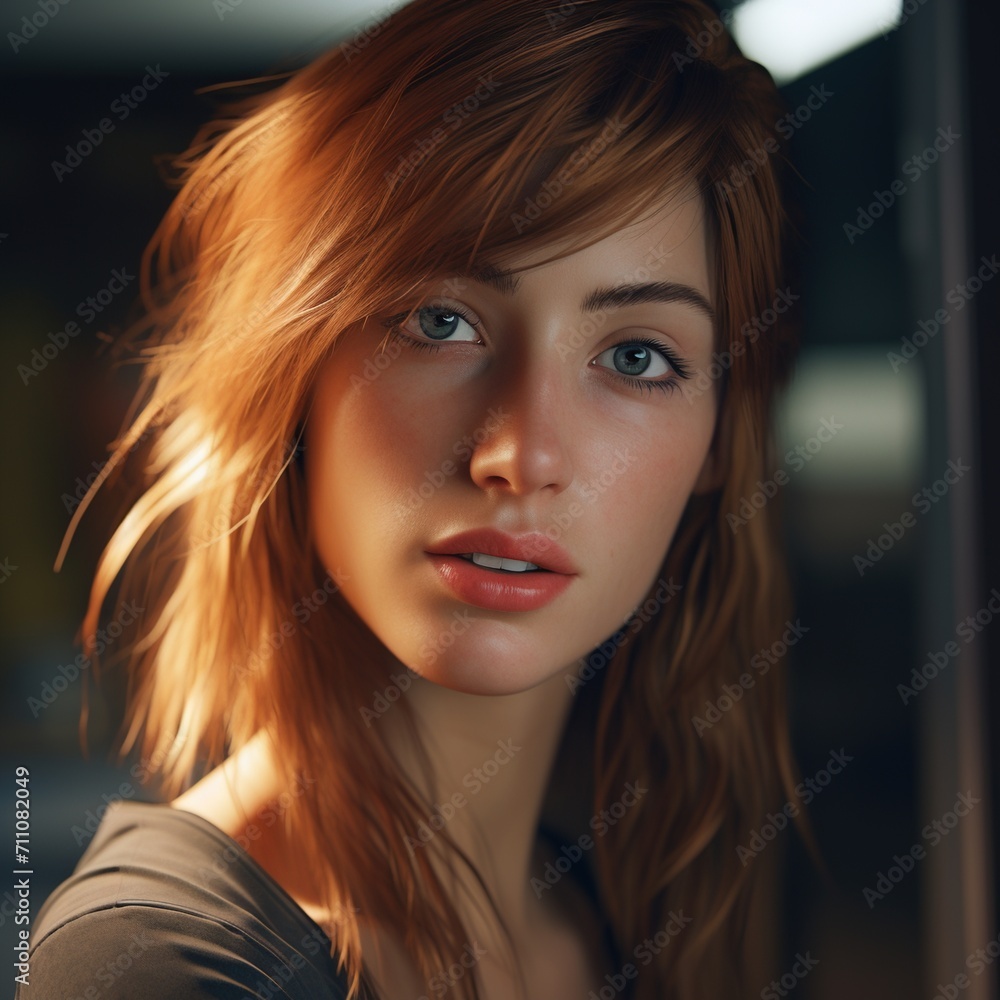 Portrait of a beautiful young woman with red hair and green eyes Portrait of a beautiful young woman with red hair and green eyes