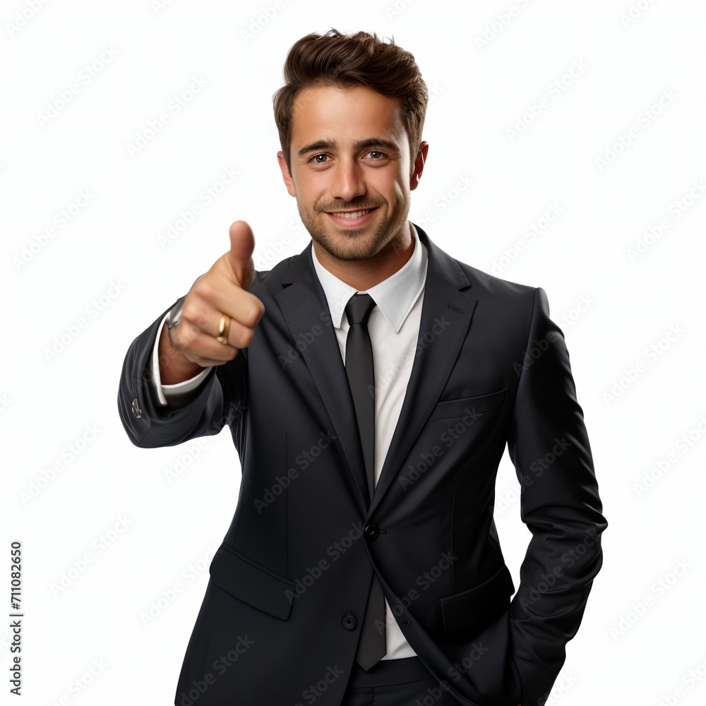Businessman in suit and tie giving thumbs up Businessman in suit and tie giving thumbs up