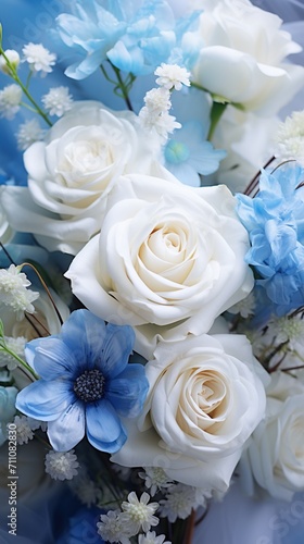 White and blue flowers