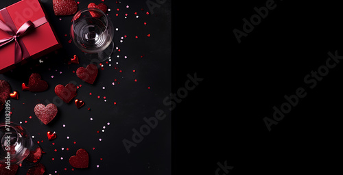 Valentines day background. Heart confetti over background with copy space. Concept: love, valentine's day, wedding.