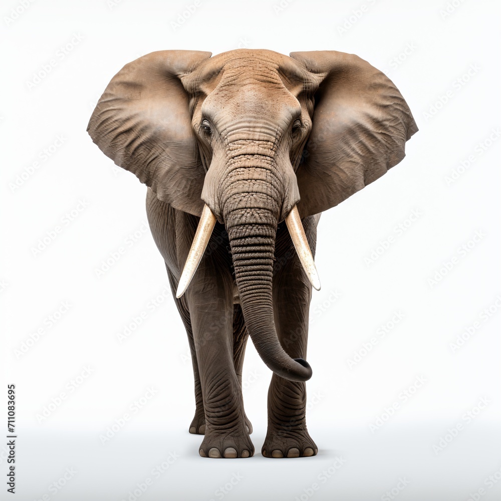 A large elephant standing on a white background
