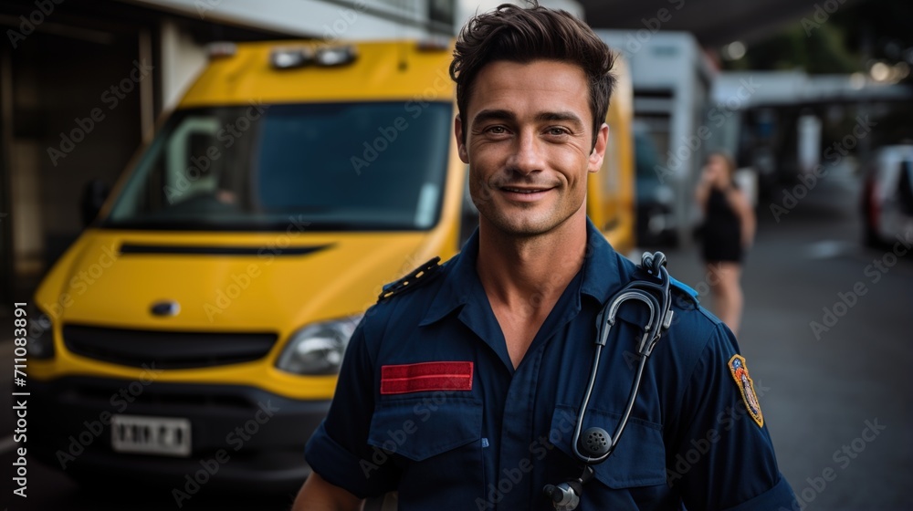 portrait of a confident male paramedic in uniform portrait of a confident male paramedic in uniform