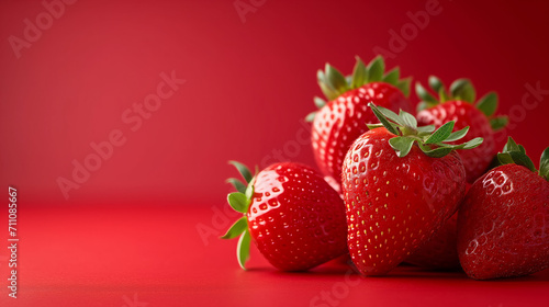 Fresh strawberry on red background