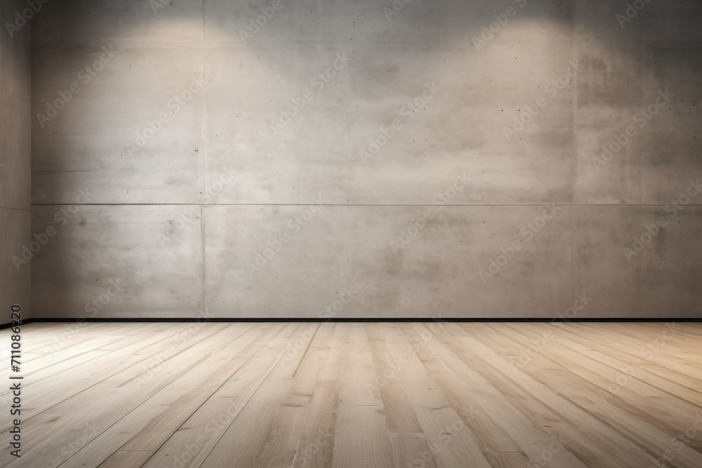 Empty room with concrete wall and wooden floor Empty room with concrete wall and wooden floor