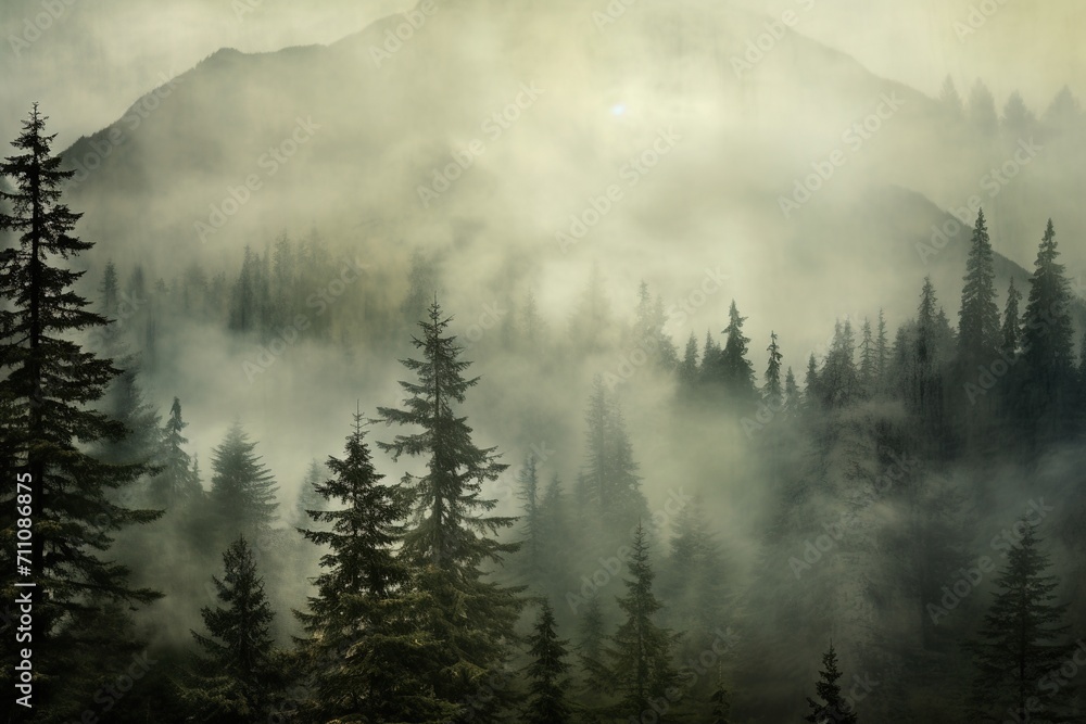 Foggy Mountains and Trees