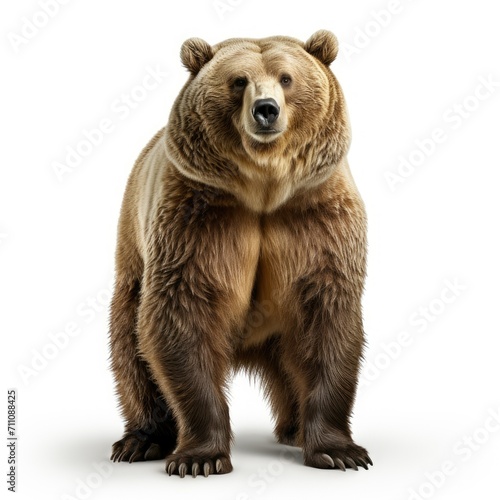 Brown bear standing isolated on a white background.