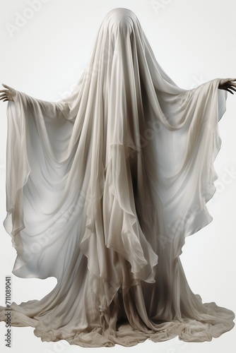 ghost bride in a flowing white dress