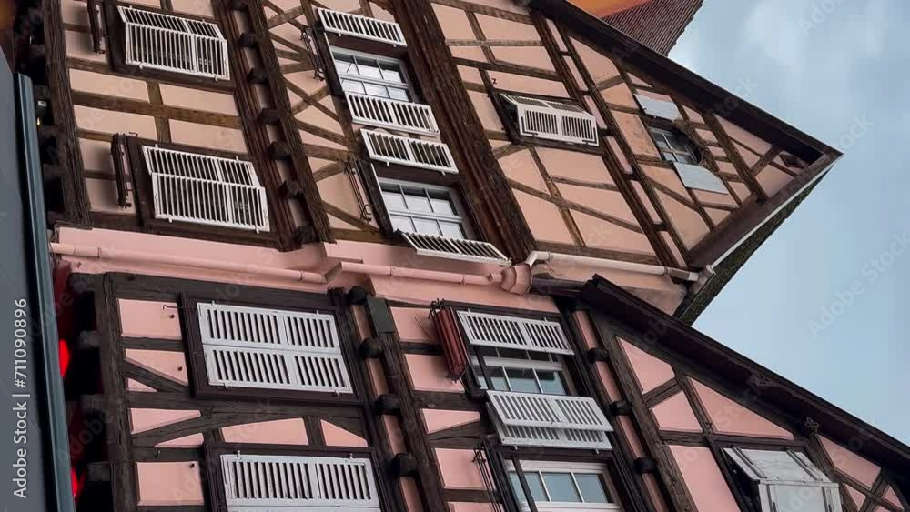 Christmas and New Year in historical center district Petite Venice, Colmar, Alsace, France December 25, 2023. Vertical video. High quality 4k footage Christmas and New Year in historical center district Petite Venice, Colmar, Alsace, France December 25, 2023. Vertical video. High quality 4k footage