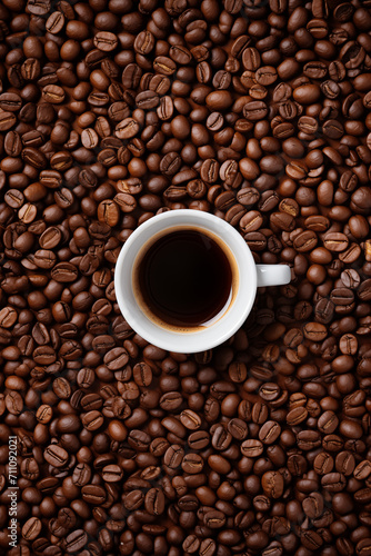 Aromatic Espresso Delight  Coffee Mug Over Roasted Coffee Beans