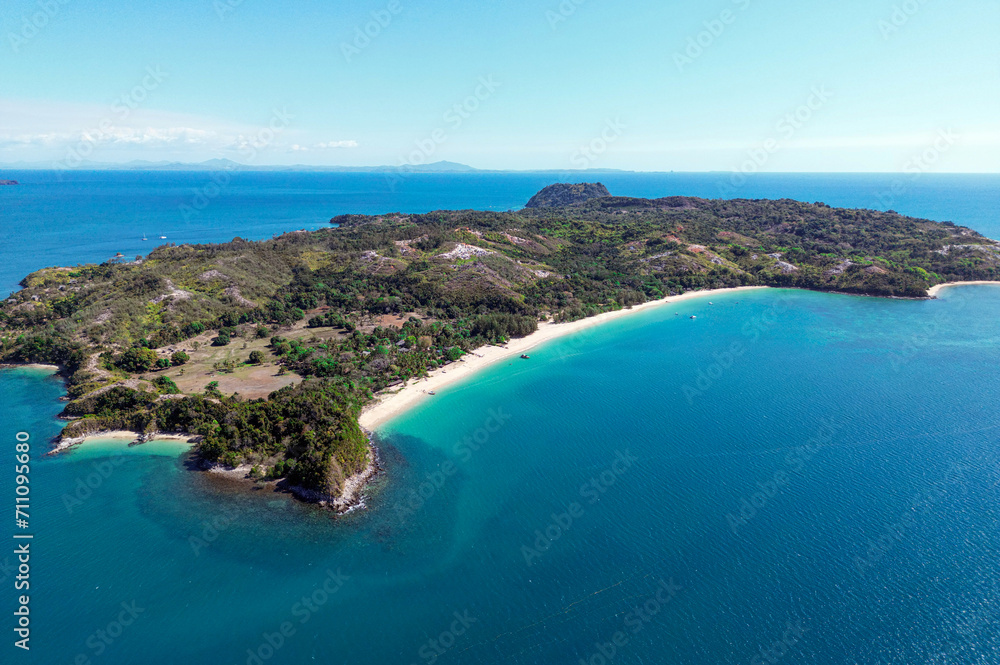 Aerial view of Sakatia island, near to Nosy be island,Madagaskar 