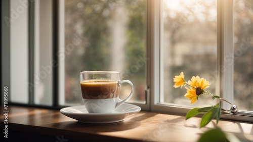 cup of tea and flowers