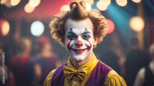 portrait of a clown with a mask photo