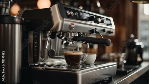 espresso machine pouring espresso